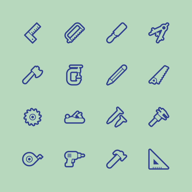 木工工具图标-规则轮廓颜色图片下载