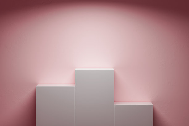 3d展示三个基座在粉红色的墙壁背景图片下载