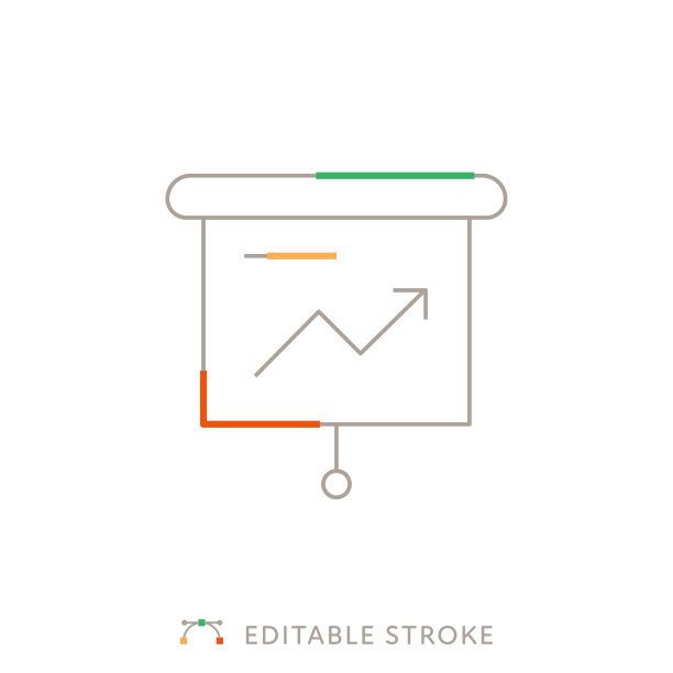 带有可编辑笔触的投影屏幕多色线图标图片下载