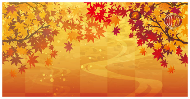 华丽的中国风格的亚洲传统装饰边秋叶图片下载