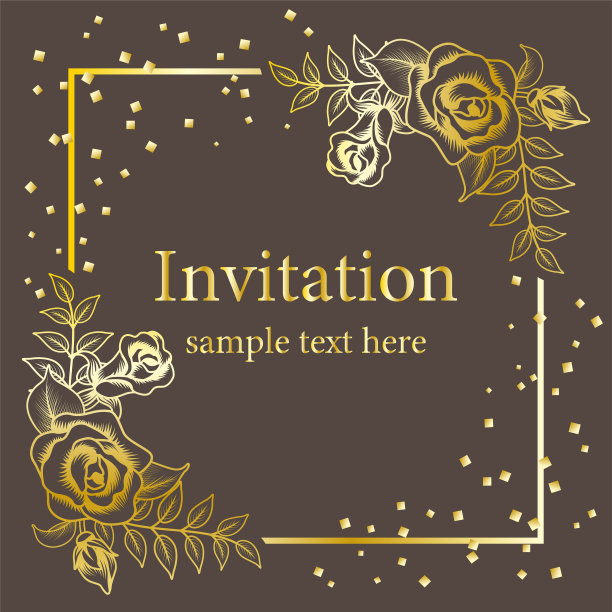 玫瑰装饰框架，设计模板，包括样本文本-正方形比例图片下载