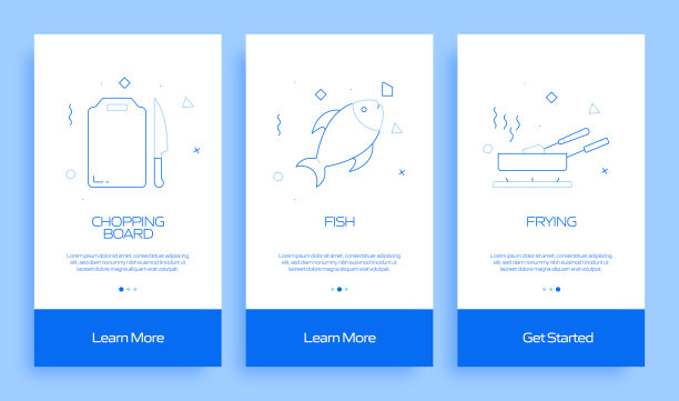 带平面图标的移动应用程序页面屏幕。UI设计模板矢量插图图片下载