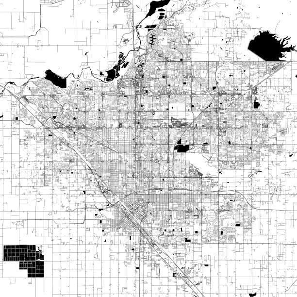 弗雷斯诺，美国加州矢量地图图片下载
