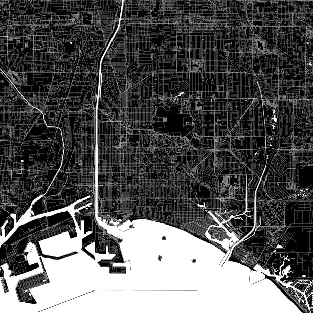 长滩，加利福尼亚美国矢量地图图片下载