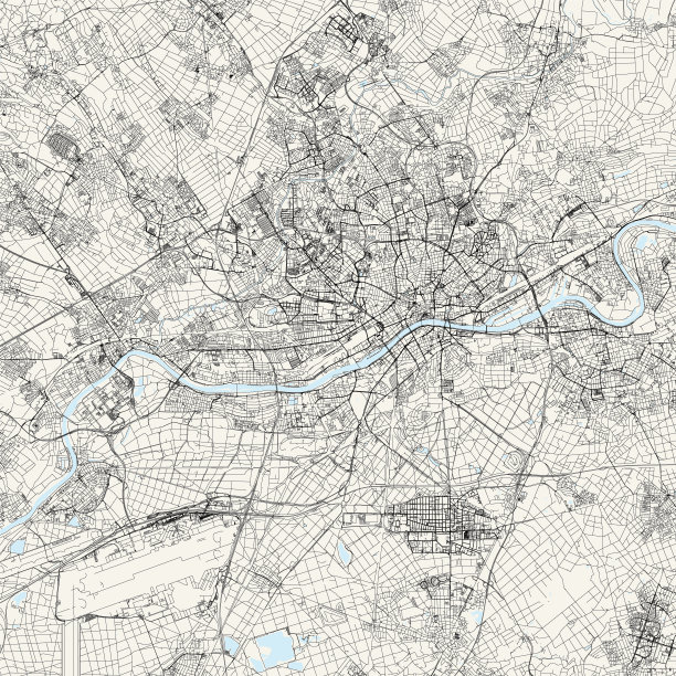 法兰克福，德国矢量地图图片下载