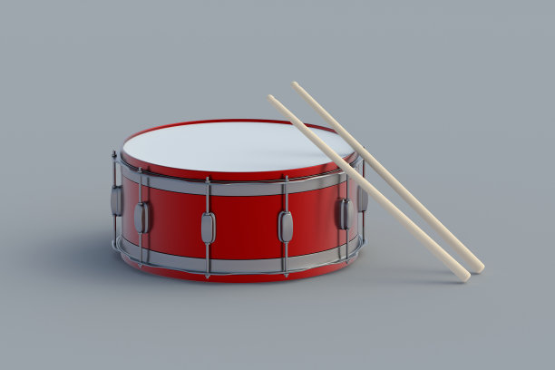 灰色背景上的鼓槌。打击乐器。三维渲染图片下载