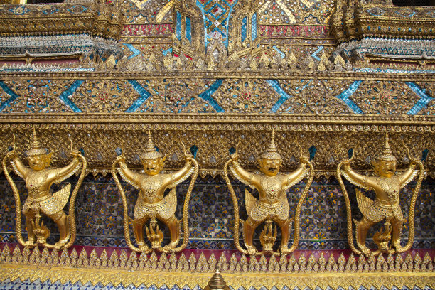 金佛塔，寺庙Wat Phra Kaeo, Wat Phra Kaew，皇宫，大皇宫，泰国中部，泰国，亚洲图片下载