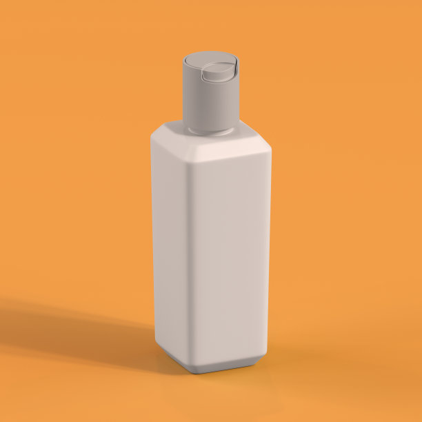 单色瓶在橙色背景，3d渲染图片下载