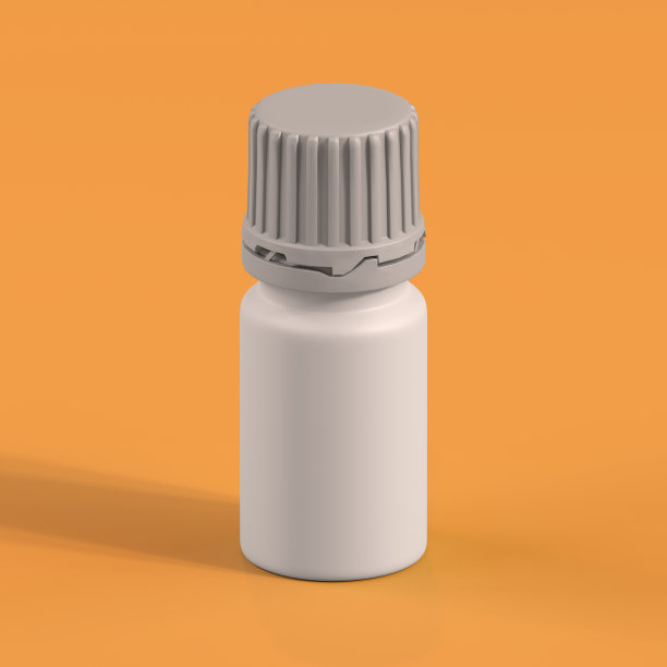 单色瓶在橙色背景，3d渲染图片下载