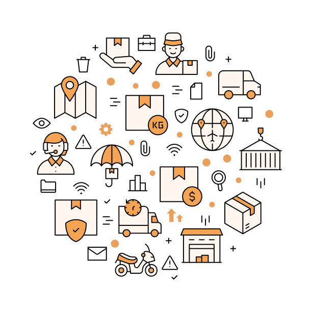 物流和交付图标模式图片下载