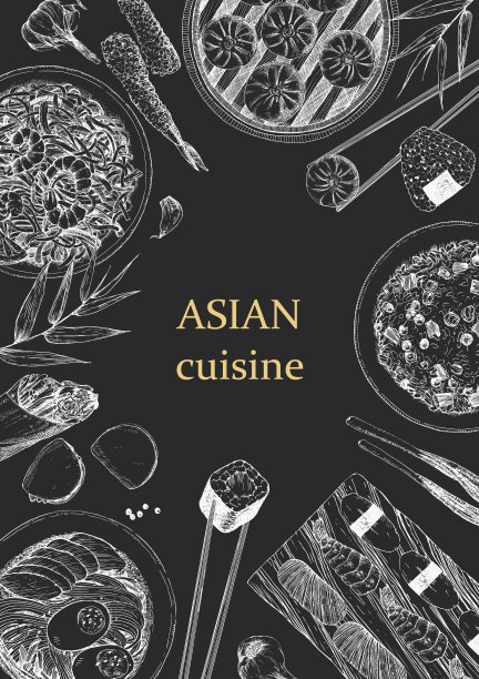 亚洲餐厅菜单。图片下载