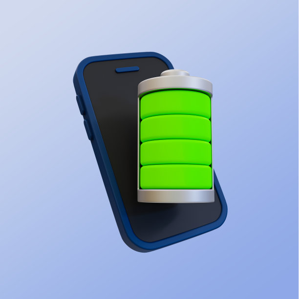 3d最小电池状态图标。能量充电。充满电池的智能手机。3 d演示。图片下载