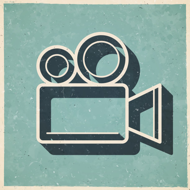 电影摄影机。图标复古复古风格-旧纹理纸图片下载