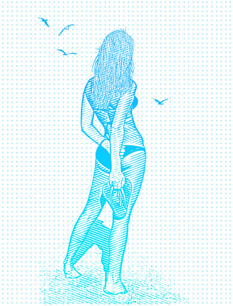 美丽的女人走在沙滩上图片下载