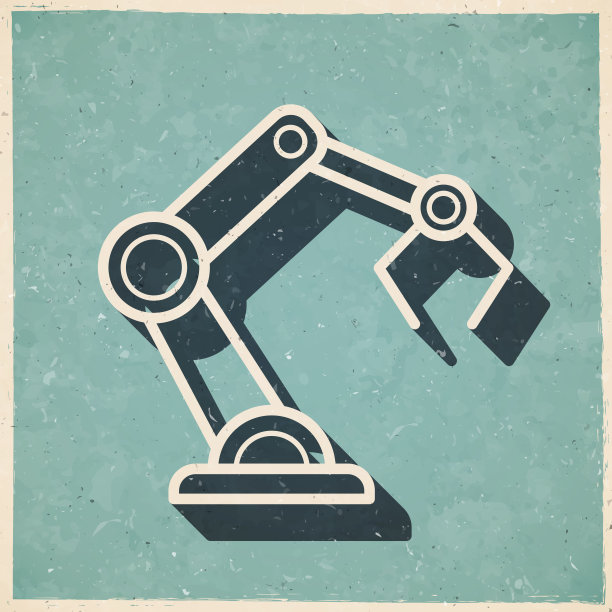 机械手臂。图标复古复古风格-旧纹理纸图片下载
