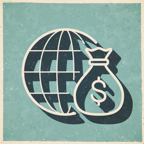 美元在全球流通。图标复古复古风格-旧纹理纸图片下载
