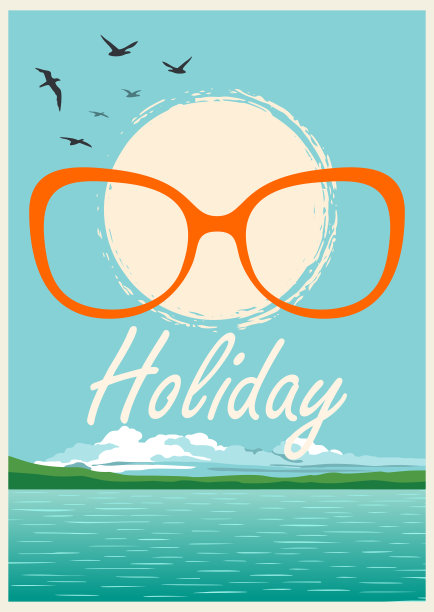 夏日热带日落，太阳在天空。复古的背景图片下载