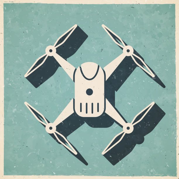 无人机-四轴飞行器。图标复古复古风格-旧纹理纸图片下载