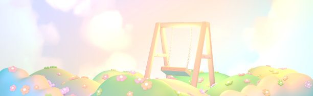 花园里的卡通秋千图片下载