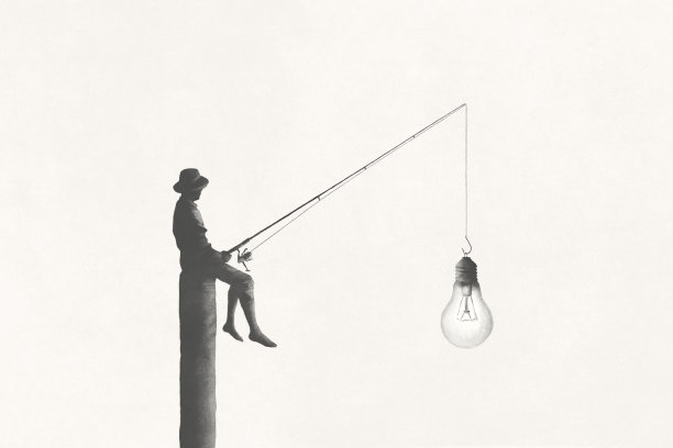 插图人渔新思路，创意超现实概念图片下载