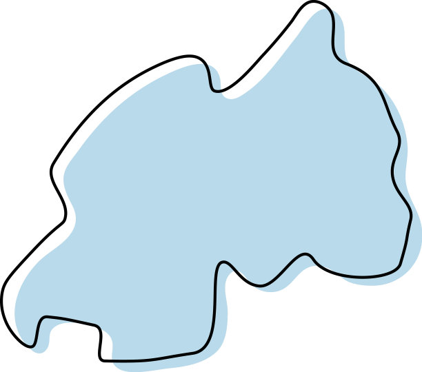 程式化的简单轮廓地图的卢旺达图标蓝色图片下载