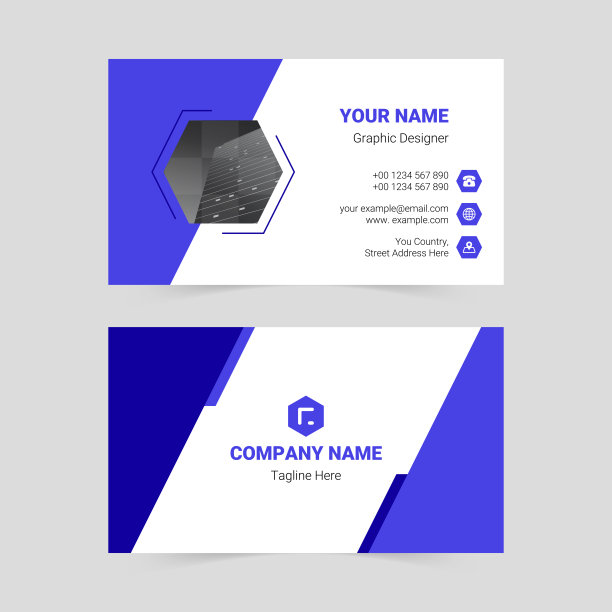 蓝色简单的名片模板图片下载