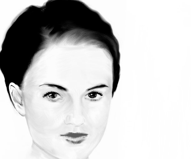 黑色和白色的特写肖像一个年轻的女孩与短发图片下载