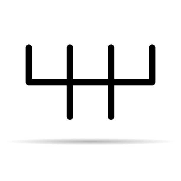 处理汽车手动换挡杆图标与阴影，车辆齿轮技术矢量插图设备图片下载