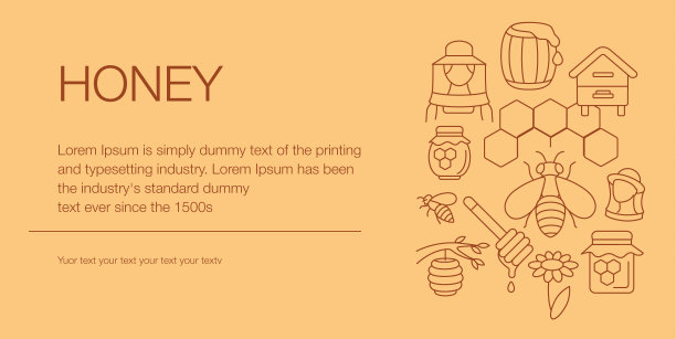 蜂蜜网横幅组成图标可编辑的笔画图片下载
