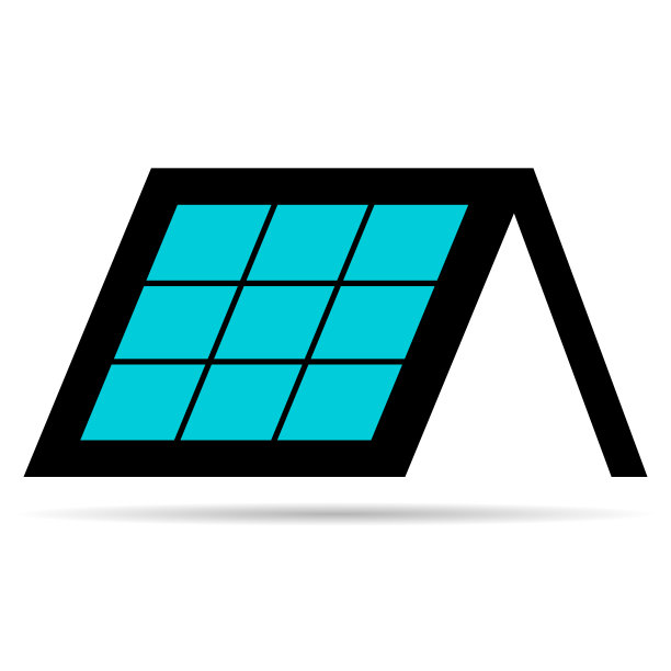 太阳能板阴影图标，绿色能源技术，生态替代能源矢量插图图片下载