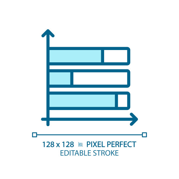 水平堆叠柱状图浅蓝色图标图片下载