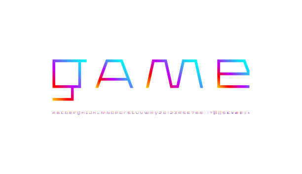 数字字体，数字明亮的字母，明亮时髦的字母和数字，矢量插图10EPS图片下载