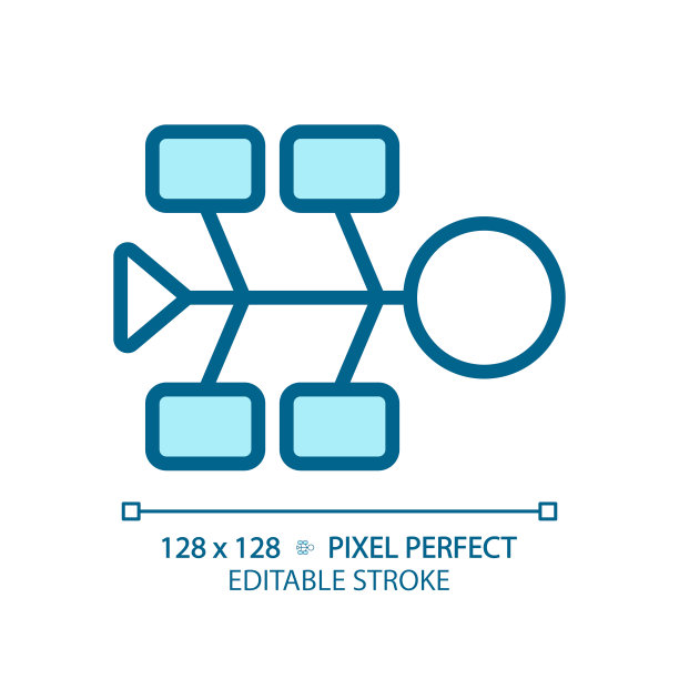 鱼骨图浅蓝色图标图片下载