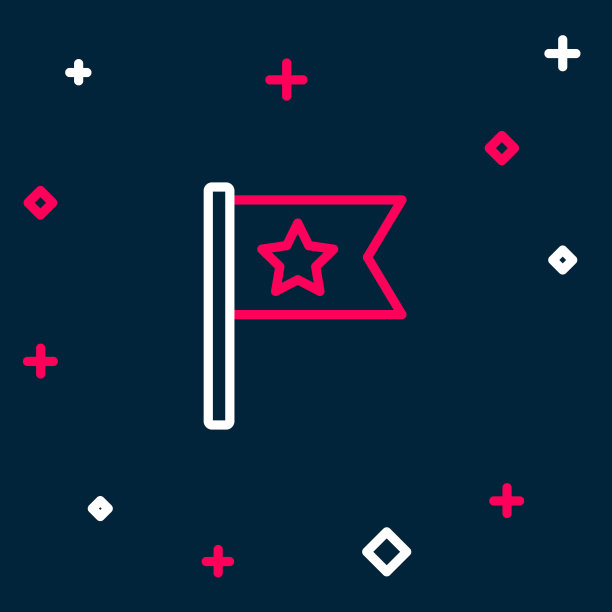 线美国国旗图标孤立的蓝色背景。美国国旗。美利坚合众国。色彩缤纷的轮廓概念。向量图片下载