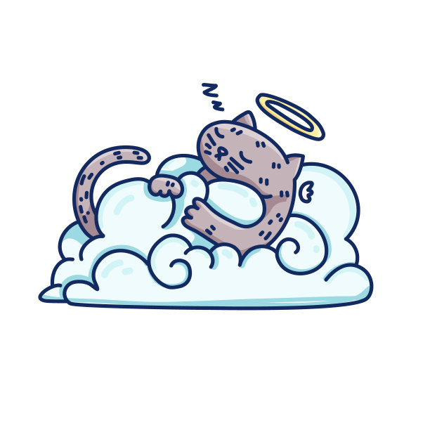 孤立的插图可爱的天使猫在云上。卡通风格。向量图片下载
