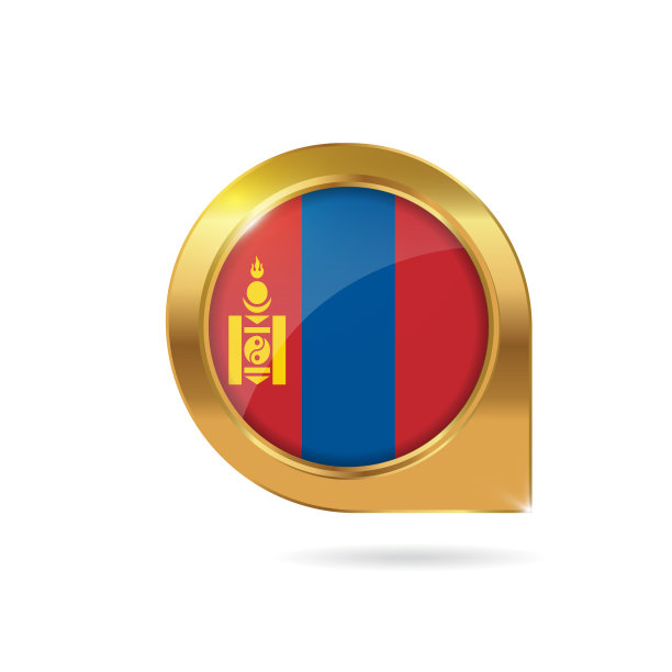 蒙古国旗位置地图图钉图标图片下载