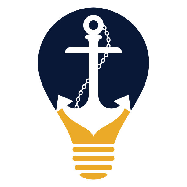 锚绳灯泡形状标志设计模板。图片下载