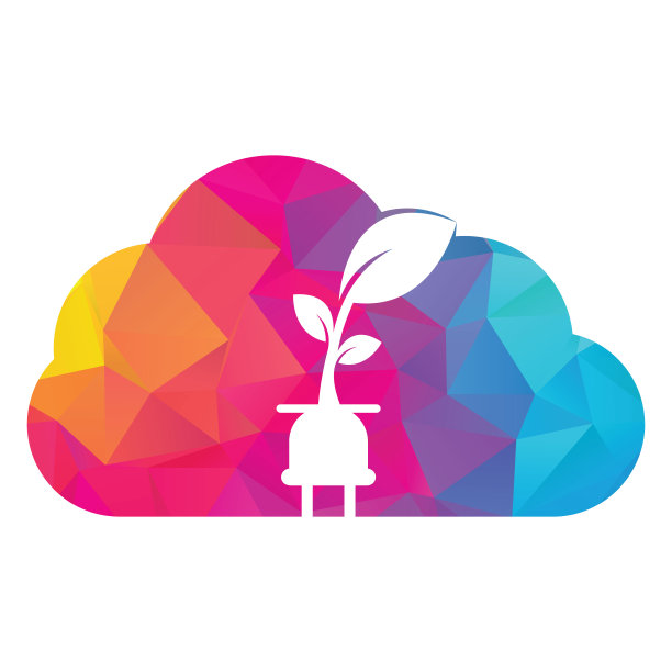 生态插头云形状概念矢量标志设计。图片下载