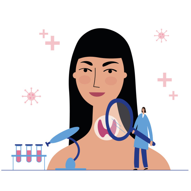 甲状腺和内分泌矢量插图。甲状腺健康概念和激素检查在内分泌，医学概念。在孤立的白色背景上平面风格的卡通。设计元素图片下载