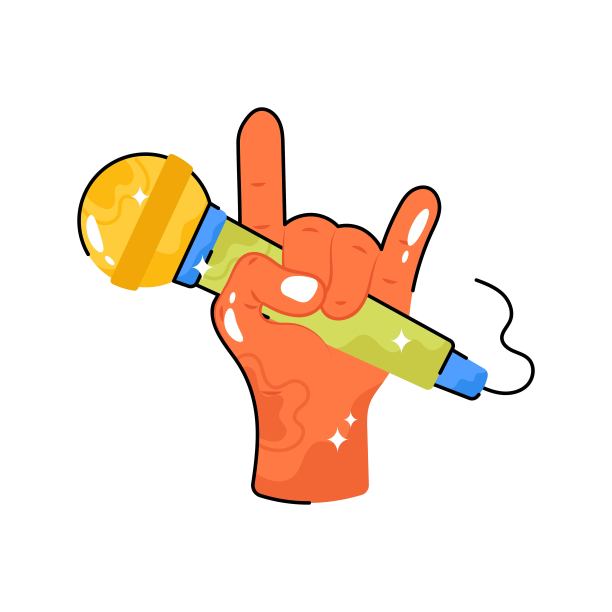 唱歌涂鸦矢量填充轮廓贴纸。EPS 10文件图片下载