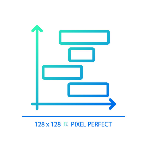 甘特图梯度线性矢量图标图片下载