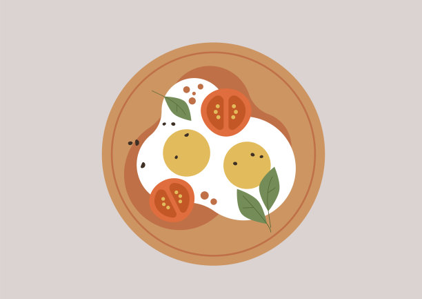 单面煎蛋配蔬菜，经典的早餐概念图片下载