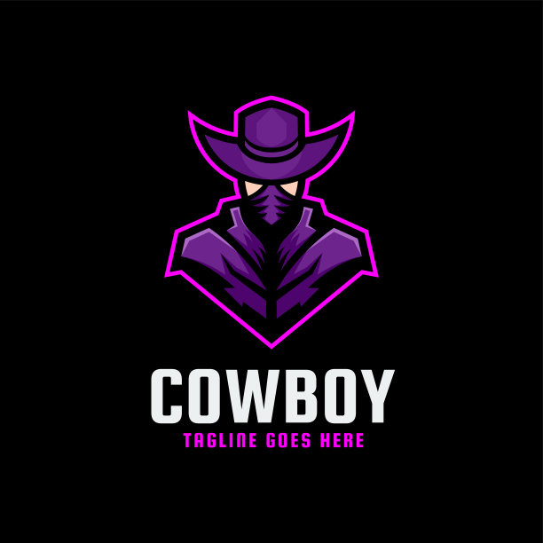 矢量插图牛仔简单的吉祥物风格。图片下载