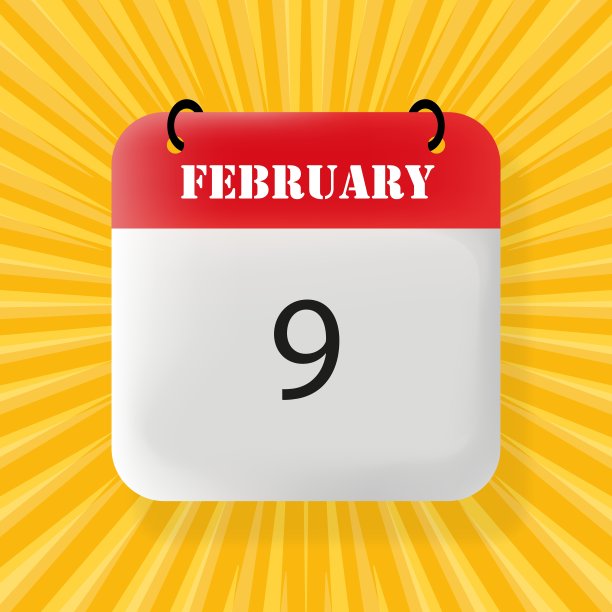 2月9日横幅。带有2月9日文本的演讲泡泡。经营理念。3 d演示。波普艺术背景。矢量线图标的业务图片下载