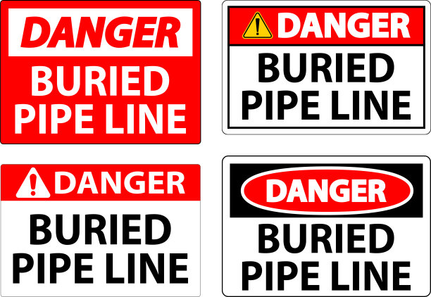危险标志埋管线白色背景图片下载