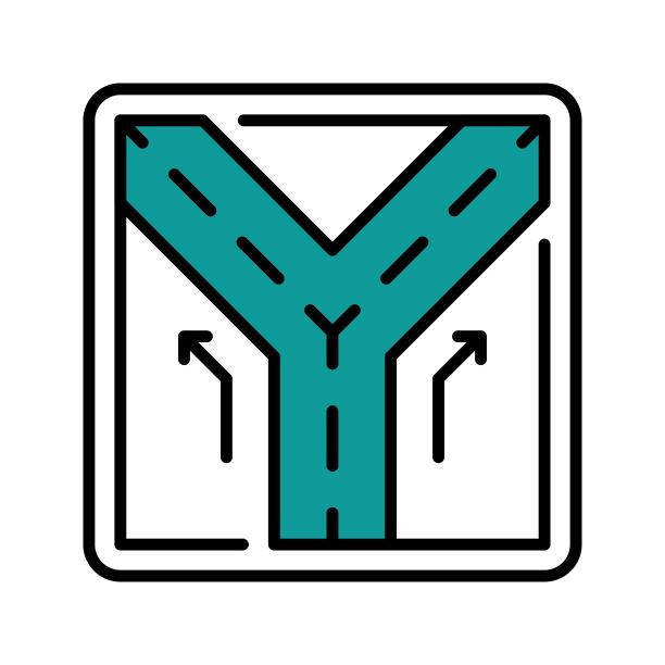 Y交叉填充轮廓图标设计插图。地图和导航符号在白色背景EPS 10文件图片下载