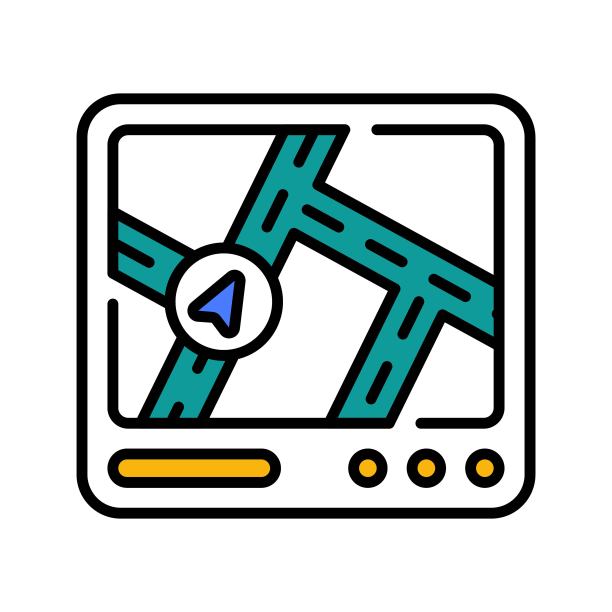 导航系统填充轮廓图标设计说明。地图和导航符号在白色背景EPS 10文件图片下载