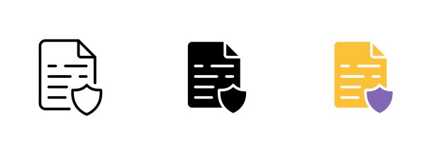 盾牌图标：象征防御潜在威胁，矢量线性图标，黑白和彩色风格图片下载