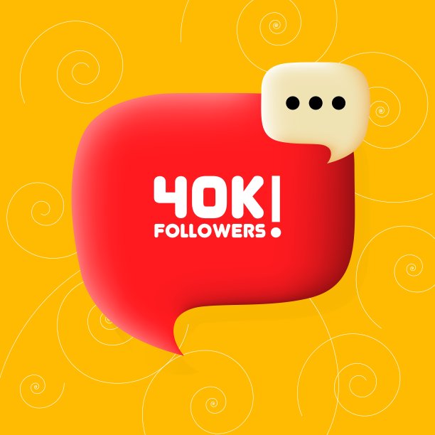 4万粉丝横幅。语音泡沫与40k追随者文本。经营理念。3 d演示。螺旋的背景。矢量线图标的业务和广告图片下载