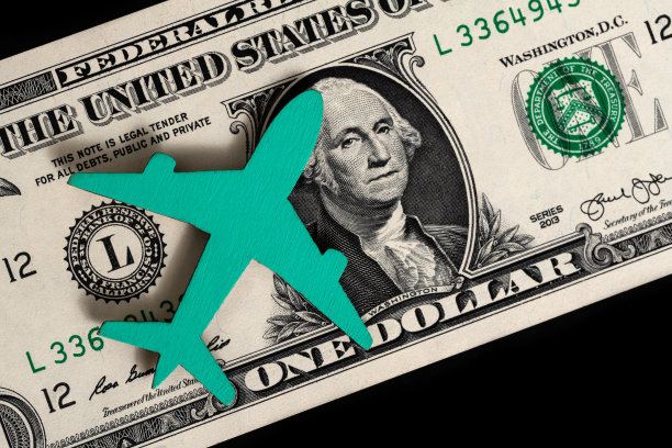 一美元纸币上的飞机的象征性图案图片下载